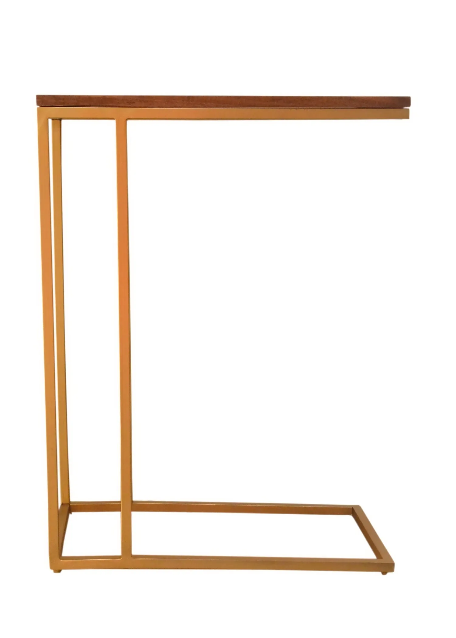 Romy C-Sofa Table, Acacia Wood/Gold Frame