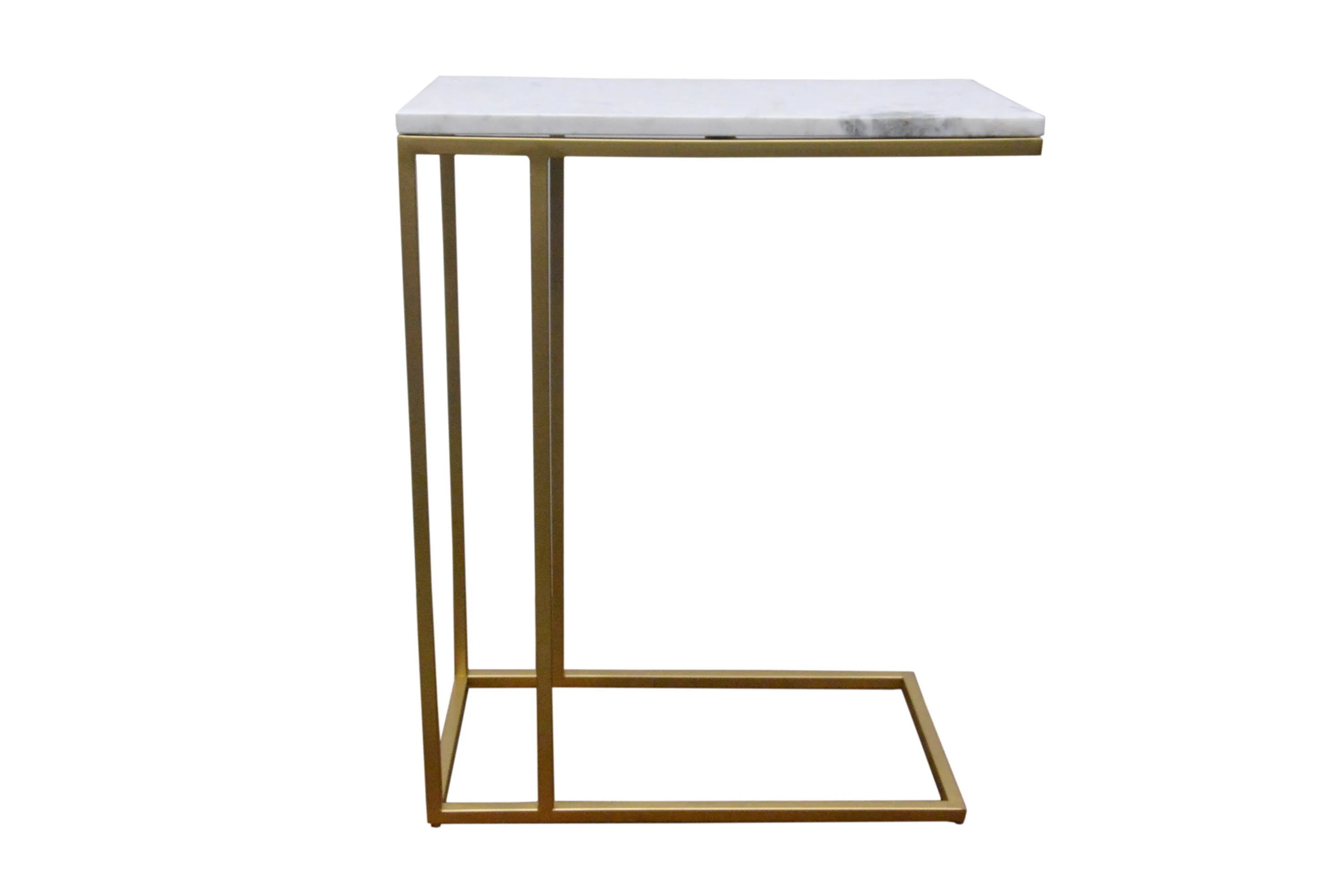 Romy C-Table with Gold Metal Base and White Marble Top