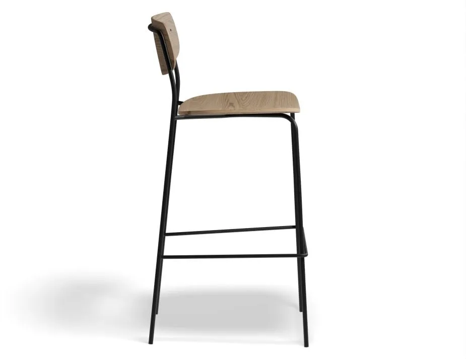 Rylie Stool - Natural Ash Seat and Backrest - 75cm Bar Height