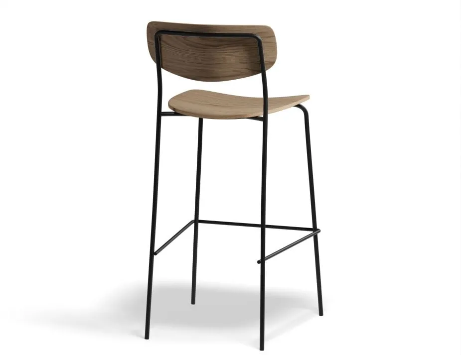 Rylie Stool - Natural Ash Seat and Backrest - 75cm Bar Height