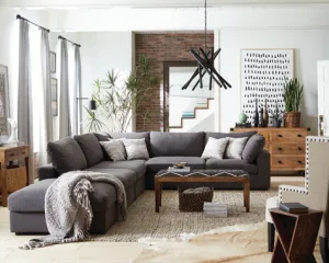 Serene Upholstered Corner Sectional Charcoal 4 pc