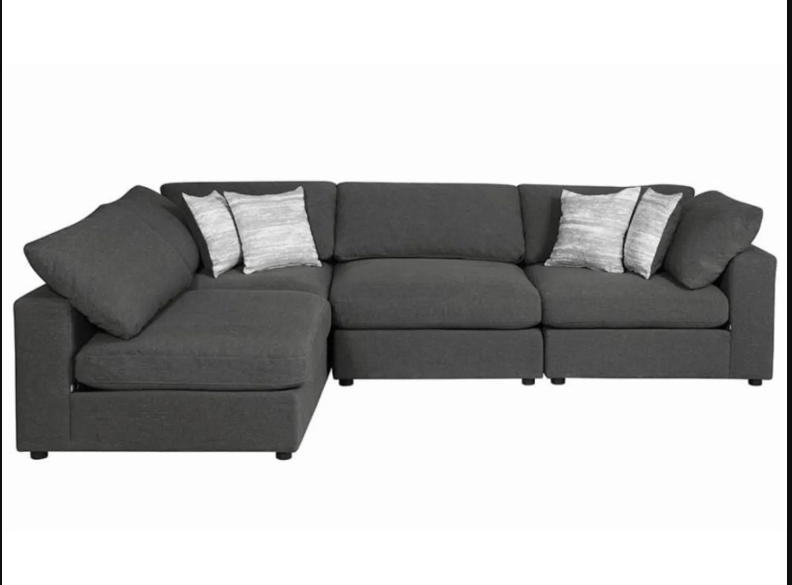 Serene Upholstered Corner Sectional Charcoal 4 pc