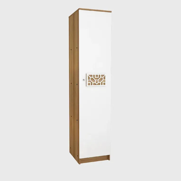 Single-Door Wardrobe With Three Shelves In White Finish For Organized And Stylish Storage