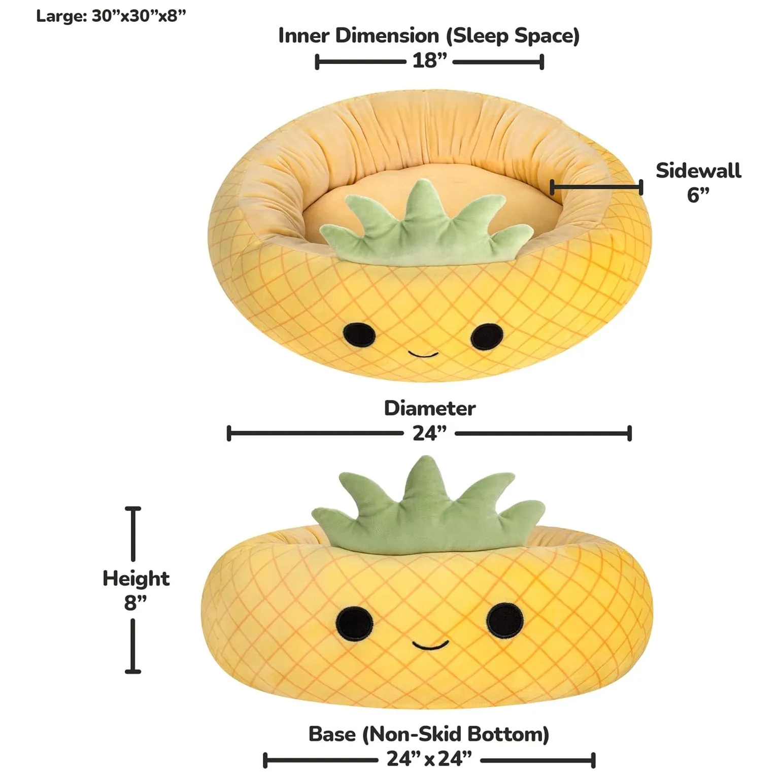 Squishmallows Pet Beds Maui the Pineapple 3 Sizes