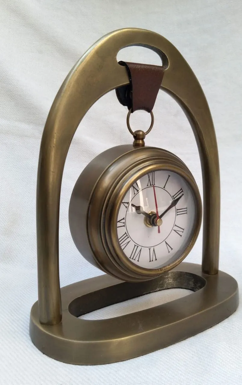 Super Save Antique Style Brass Finish Metal Table Clock for Home Decor