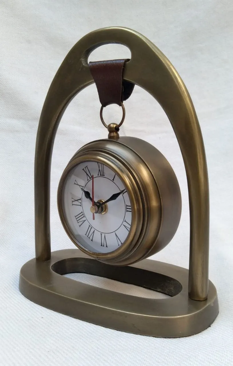 Super Save Antique Style Brass Finish Metal Table Clock for Home Decor