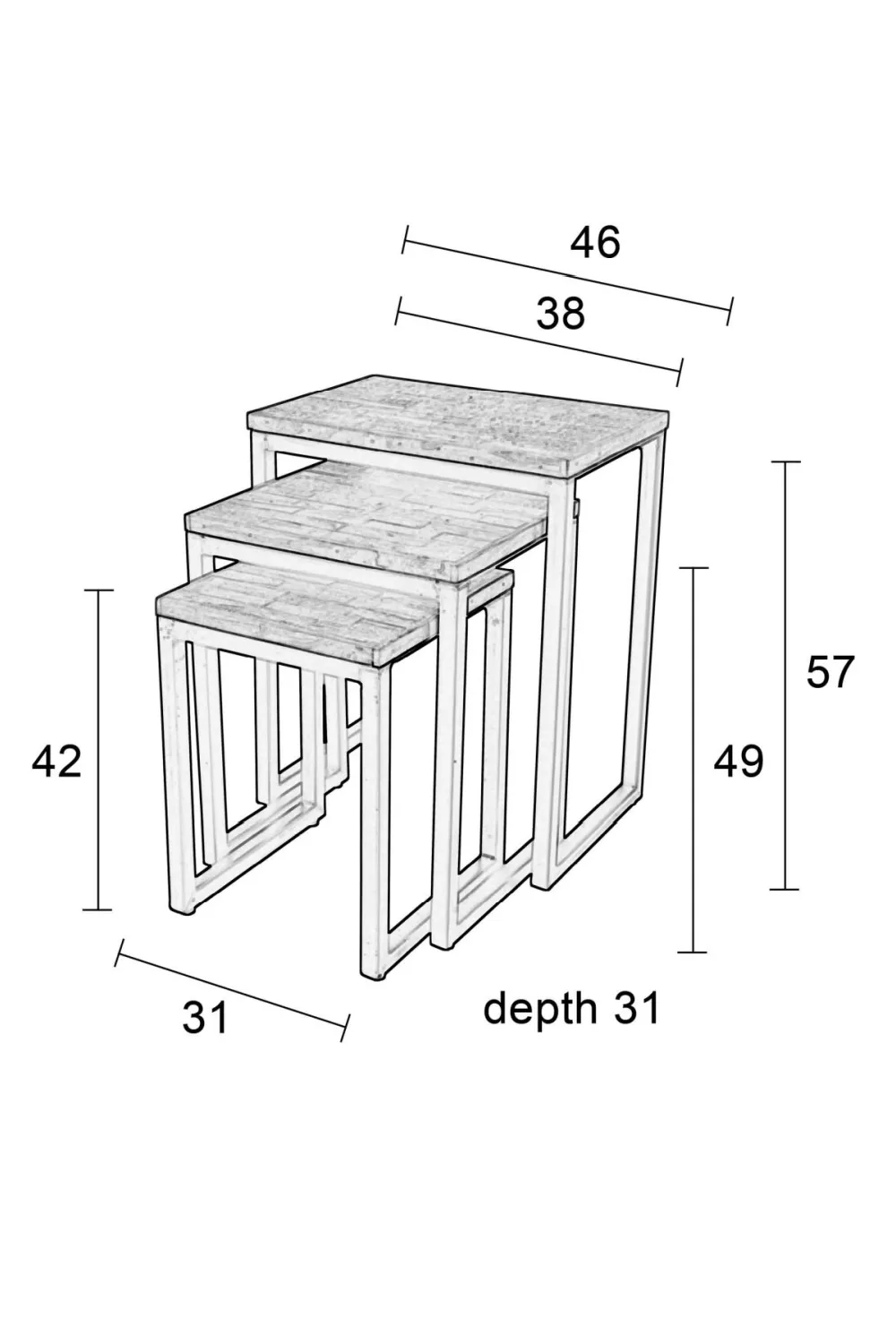 Teak Nesting Tables Set (3) | DF Suri