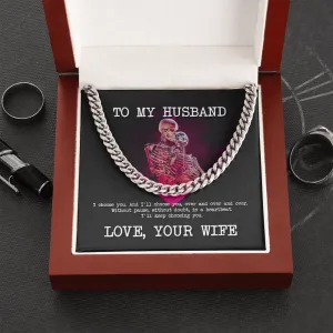 To My Husband Skeleton Cuban Link Chain Necklace