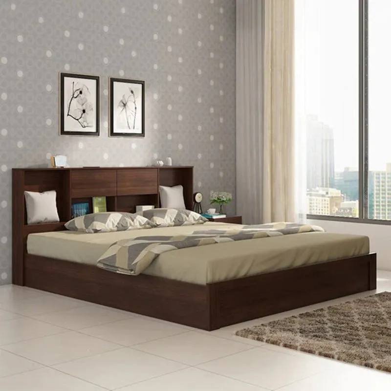 Torque India Thomas King Size Bed With Box Storage For Bedroom (Light Brown)