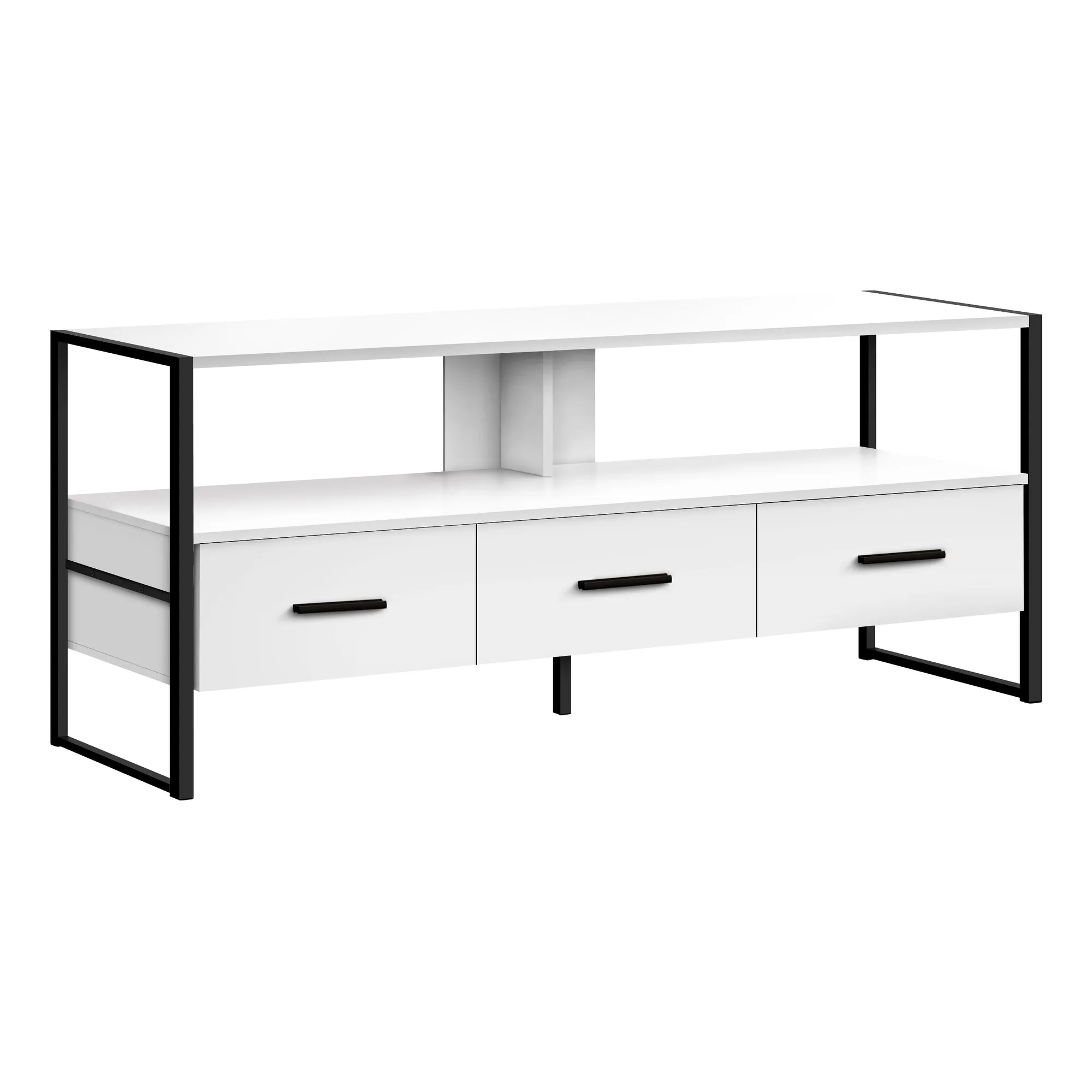 Tv Stand - 48"L / White / Black Metal