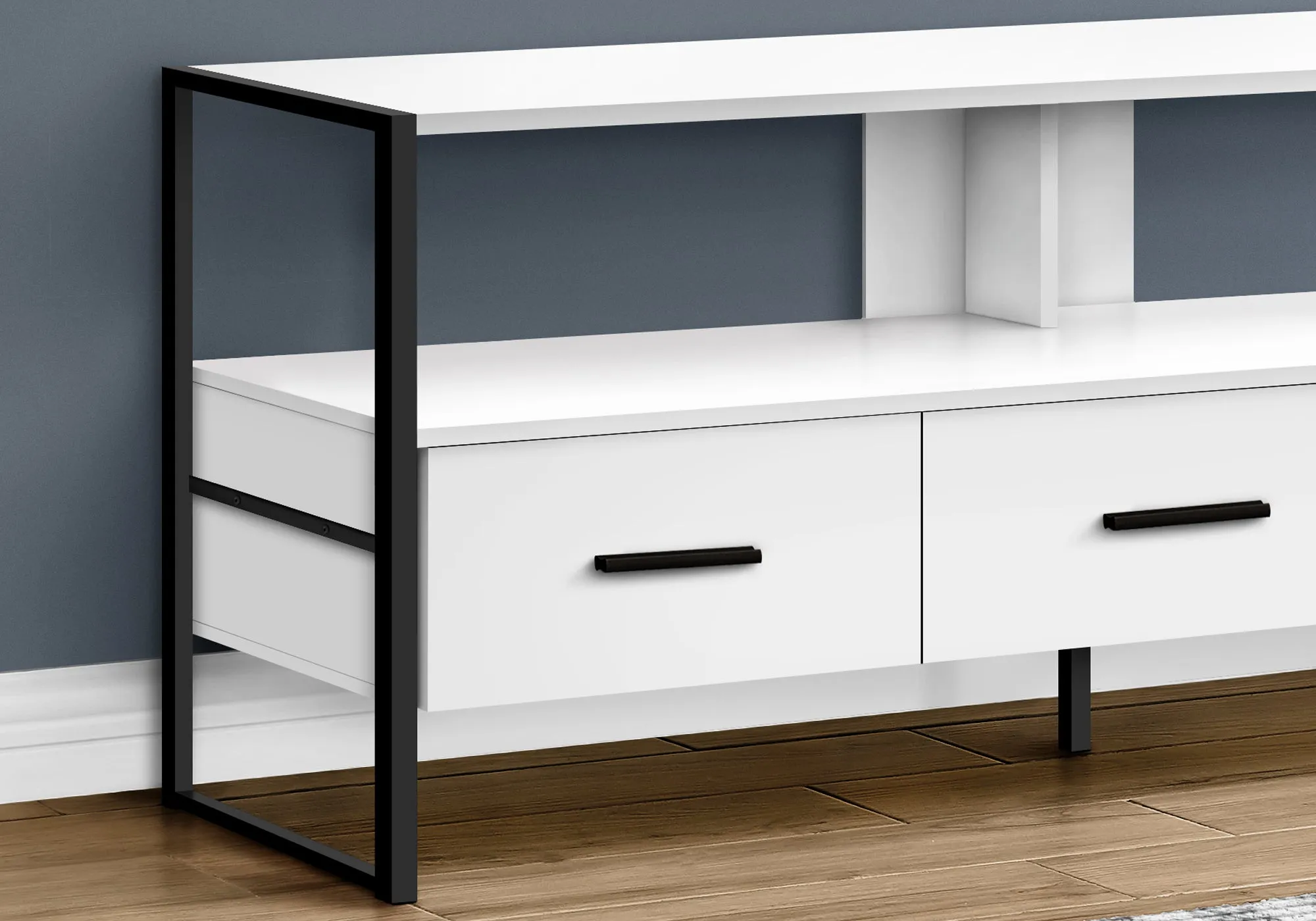 Tv Stand - 48"L / White / Black Metal