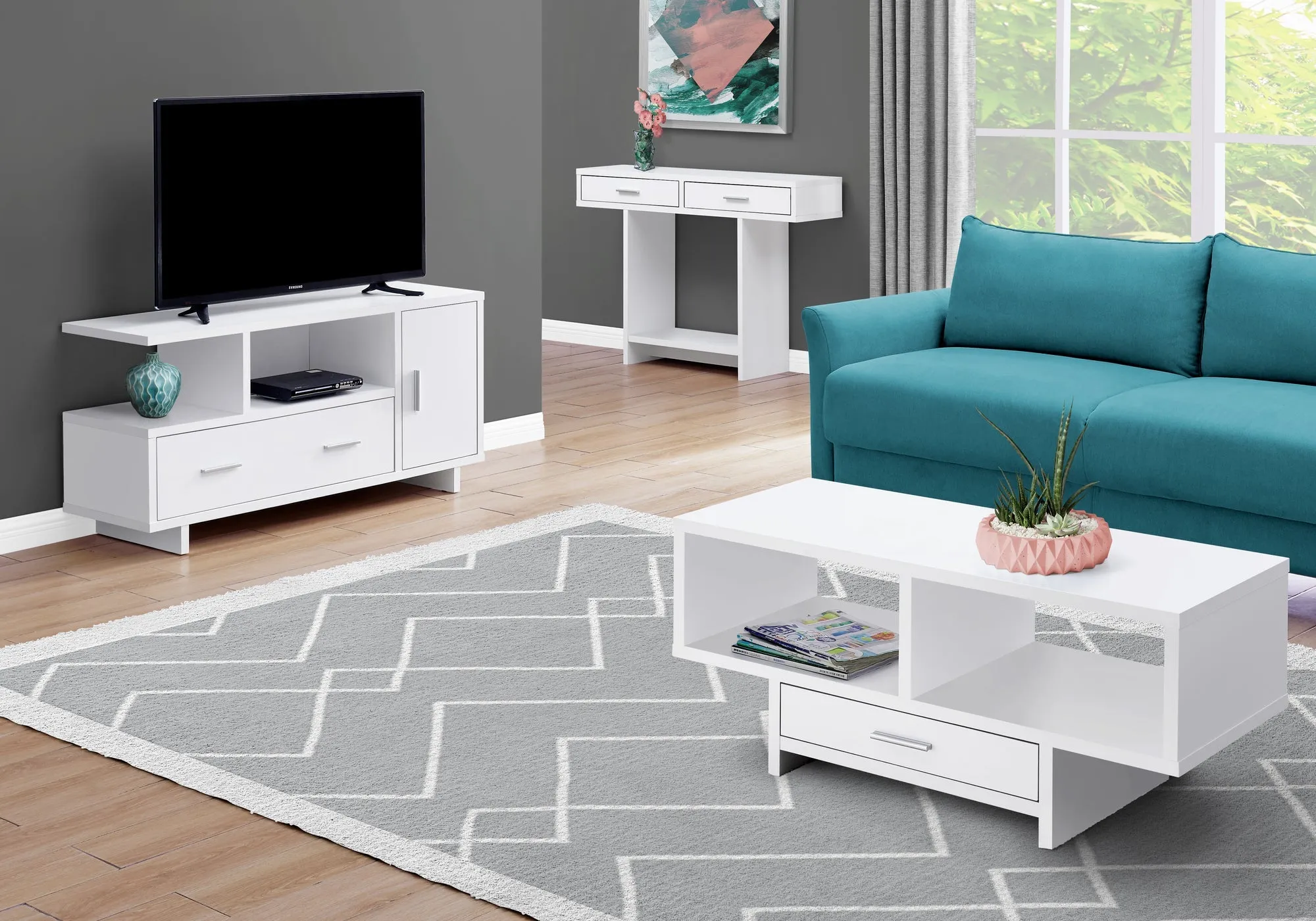 Tv Stand - 48"L / White With Storage