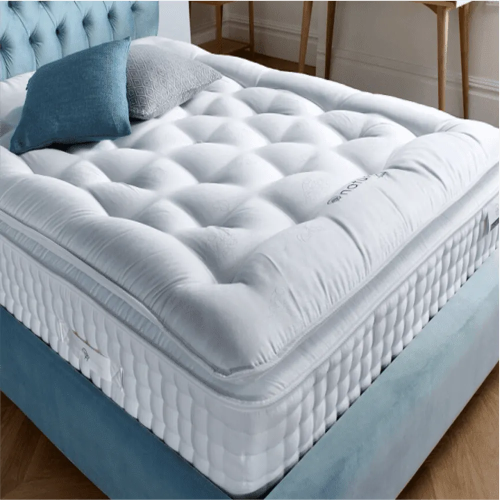 Unicorn Straight Quilted Bed With Storage in Blue Suede