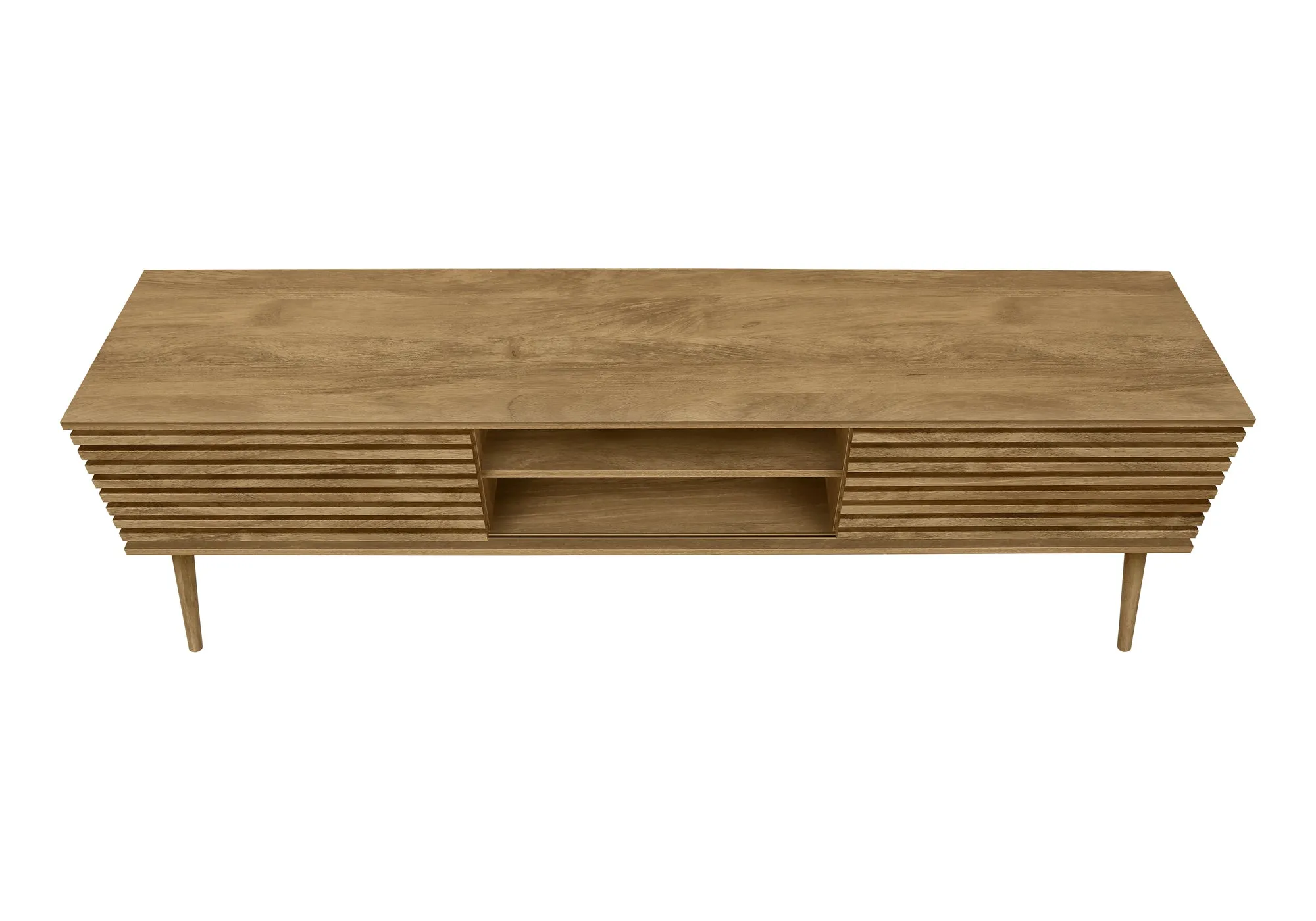 Walnut Vista 72 inch Media Console: Modern Entertainment Center with Ample Storage and Sleek Design