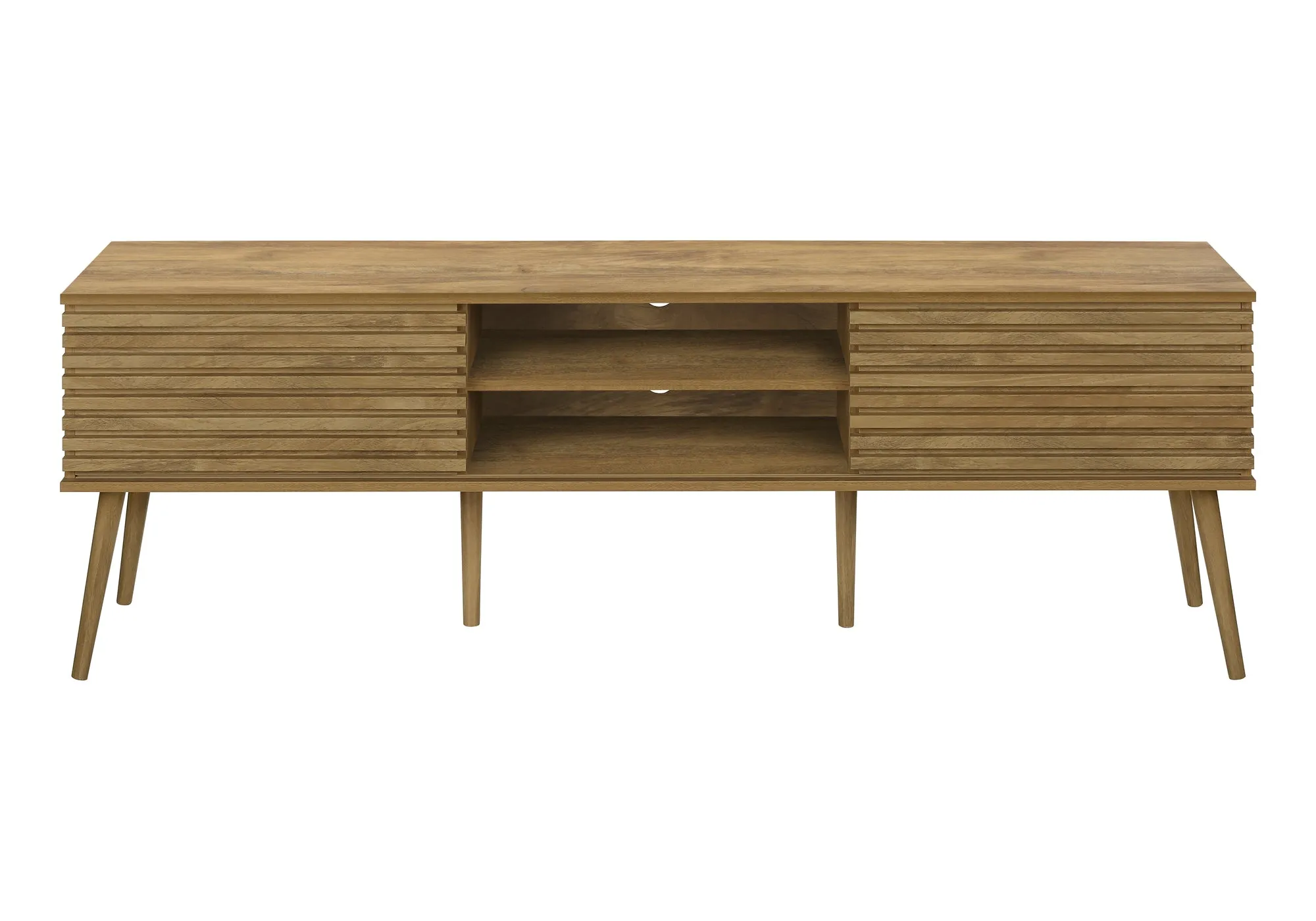 Walnut Vista 72 inch Media Console: Modern Entertainment Center with Ample Storage and Sleek Design