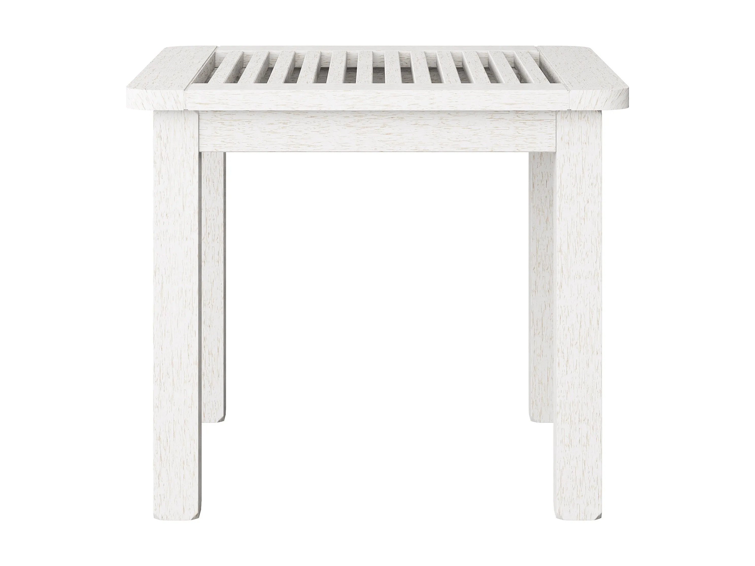 Washed White Hardwood Outdoor Side Table