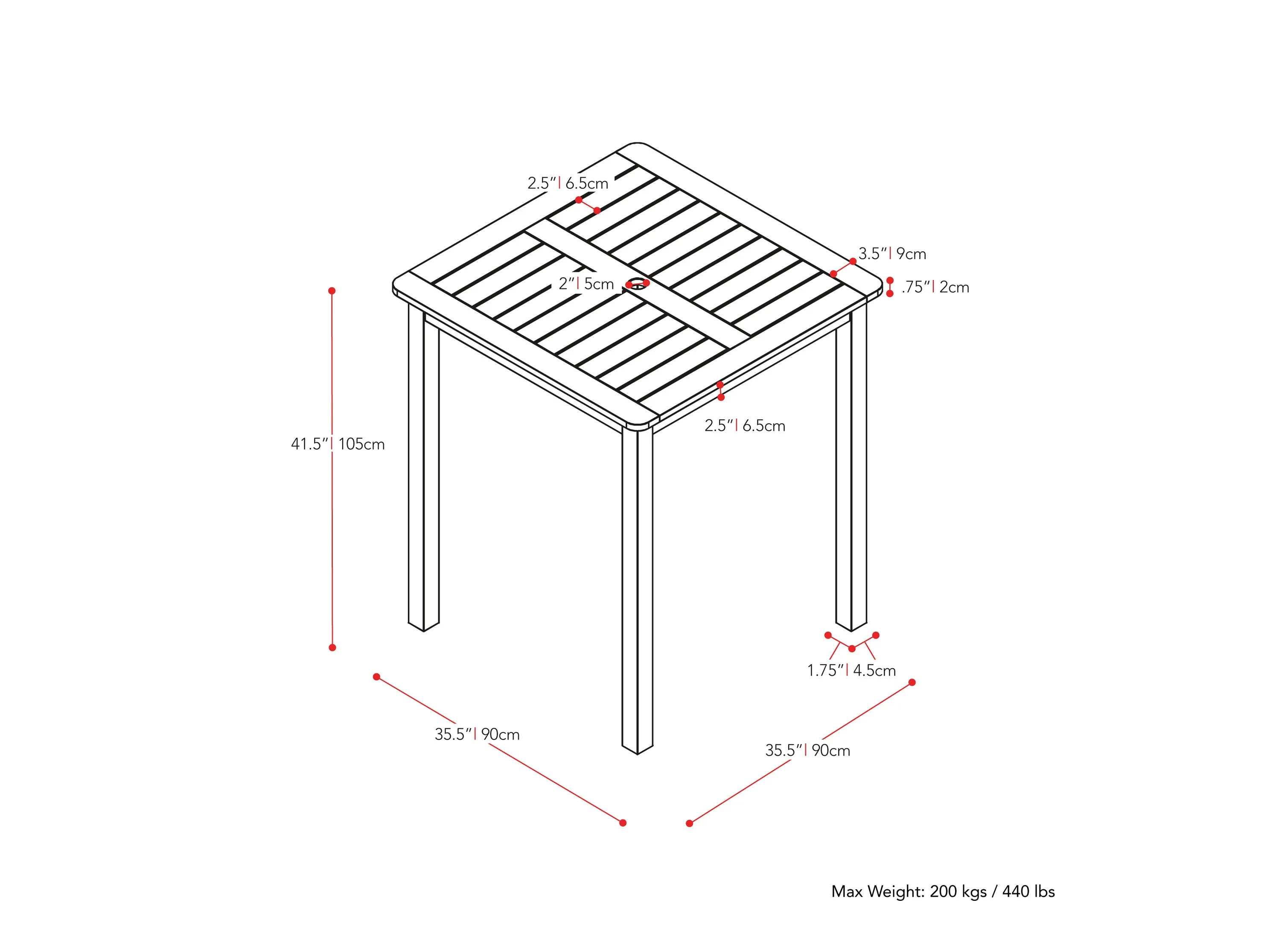 Washed White Outdoor Bar Height Table