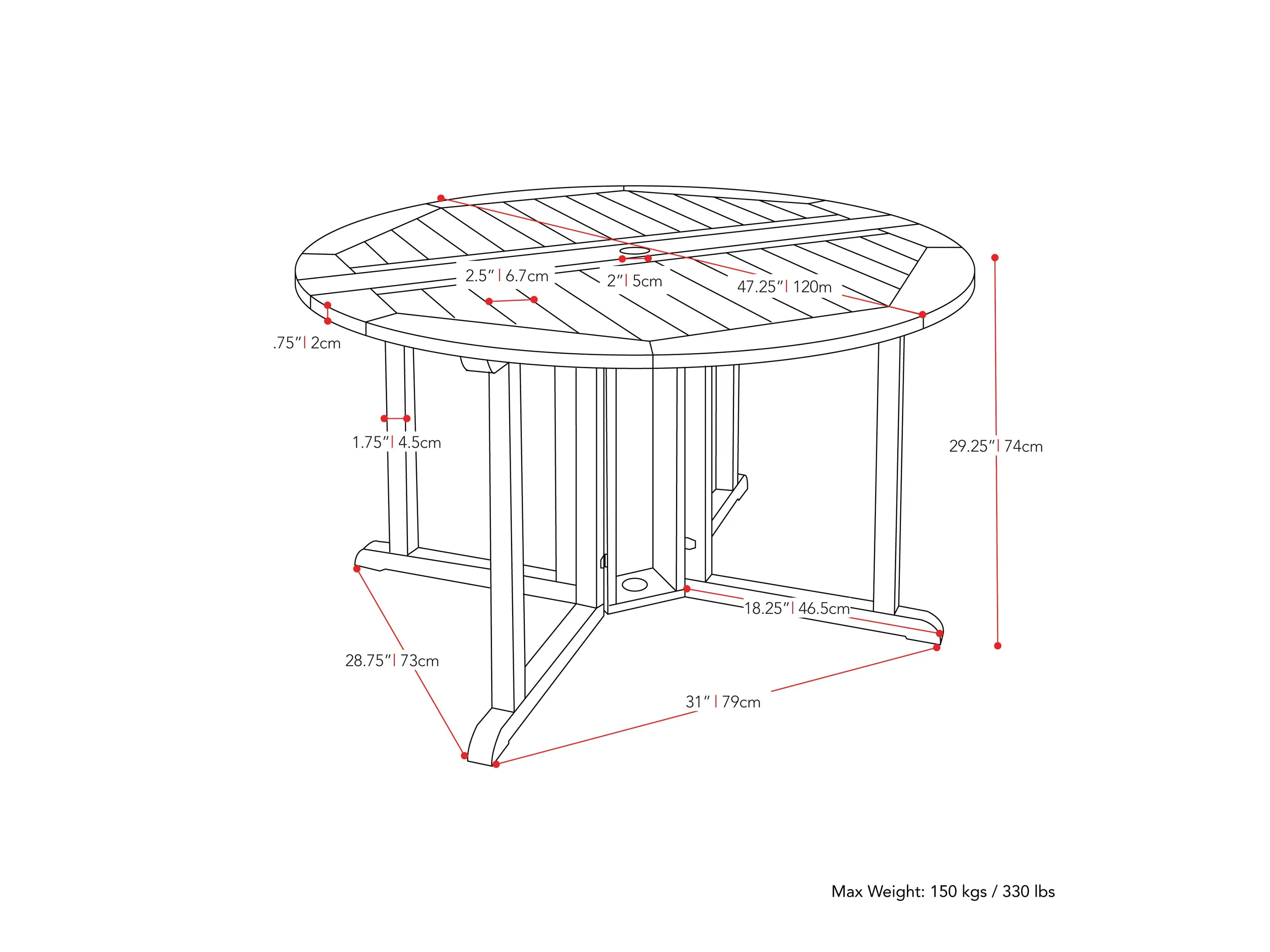 Washed White Outdoor Drop Leaf Table