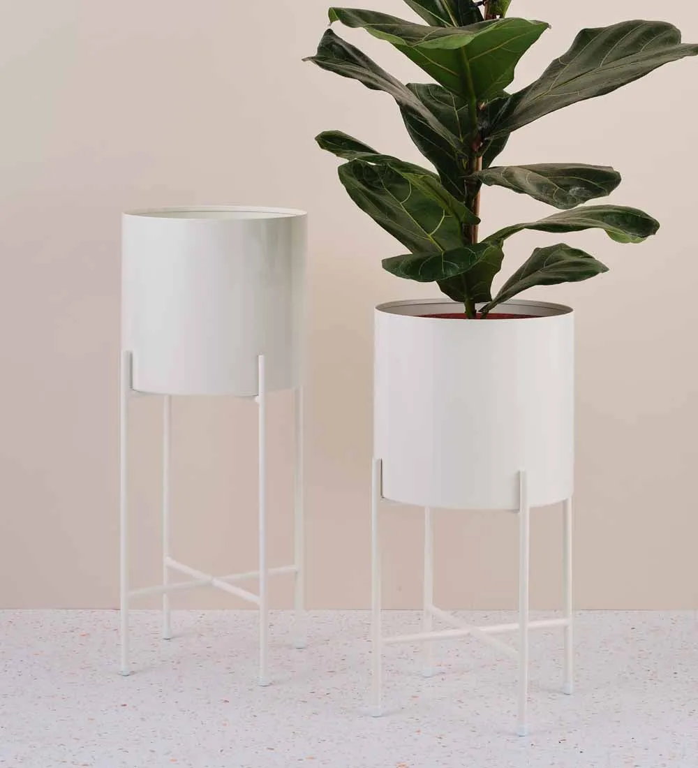 White Hübsch Planter with Stand